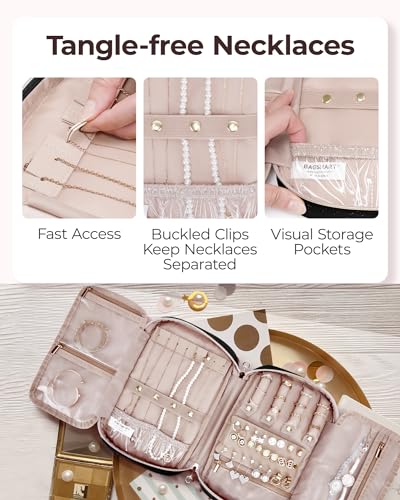 Jewelry Organizer Bag Travel Jewelry Storage Cases for Necklace (Medium / Black)