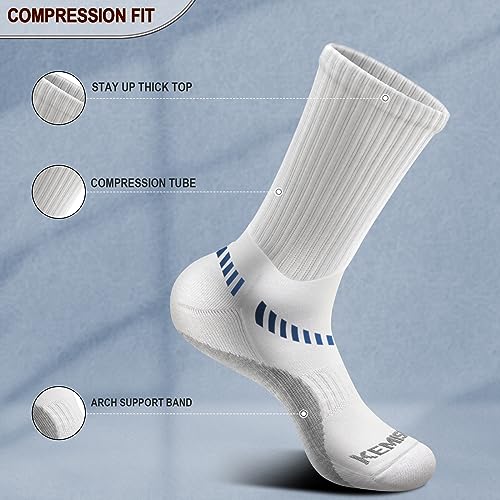 Men 6 Pack Athletic Compression Crew Socks for Running Gym Sports (7-8 / Black/White 2737)