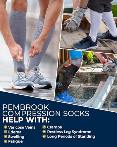Compression Socks for Men (Large / Black/White/Gray - 3 Pairs)