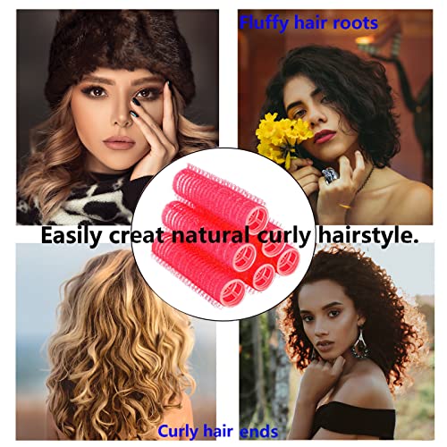 18PCS Self Grip Small Hair Curlers Heatless Roller Hair Curlers Pro Salon Hairdressing Curler DIY Curly Hairstyle Hair Rollers Tools Rat Tail Comb for Women Medium Short Hair (red)