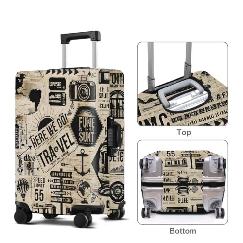 Luggage Cover Washable Suitcase Protector Anti (Travel Collage / L(fits 28-30Inch suitcase))