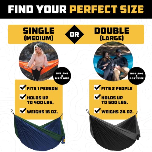 Hammock for Camping Double Hammocks Gear for The Outdoors Backpacking Survival or Travel (Navy & Light Blue / Double)
