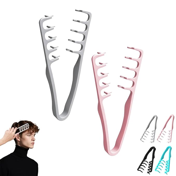 2026 Upgrade Texture Comb — Men's Fluffy Texture Hair Styling Appliances, Volume And Grooming Accessory For Women, Maximum Lift Hair Roots Volume Tool (Gray + Pink)