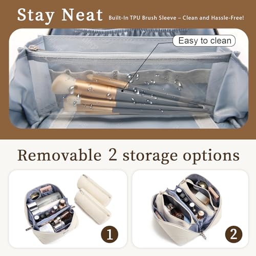 Travel Makeup Bag Cosmetic Bags for Women (C-3-White)