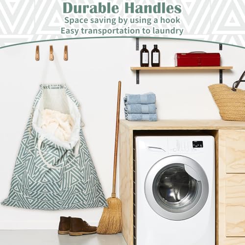 Canvas Laundry Bag with Handles & Drawstring 30"Wx35"H (Geom SlateGreen L+ / L+ 30"Wx 35"H┃1 Pack)