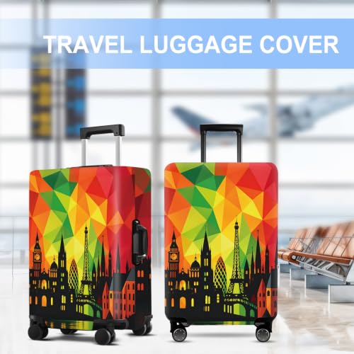 Colorful City Luggage Cover Washable Suitcase Protector Anti (Colorful City / S(20-22inch suitcase))