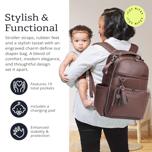 Boss Plus Large Diaper Bag Backpack with 19 Pockets (Espresso)