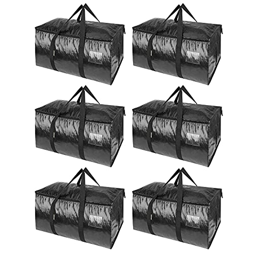 6 Pack Oversized Moving Bags with Reinforced Handles (6-Pack / Black)