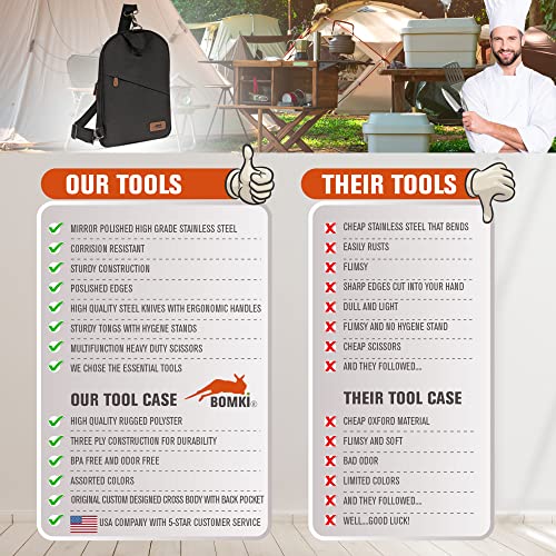 Grilling and Camping Cooking Utensils Set for The Outdoors BBQ (Black Lite)