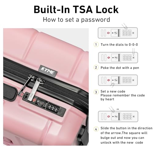 Luggage Sets 3 Piece Hardshell 20" (Light Pink / 3-Piece Set (20/24/28))