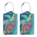Sea Turtle Leather Luggage Tag with Stainless Steel Ring (1 PCS / Sea Turtle3)