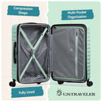 Boren Expandable Hardside Rugged Travel Luggage with 8 Spinner Wheels (3-Piece Set, USB Port in Carry-On / Mint)
