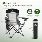 Heavy Duty 400lbs Mesh Back Camping Chairs with Lumbar Support (Black&grey / 1PC)