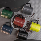 Coffee Mug with Handle and Lid (Lime with Brown Lid)