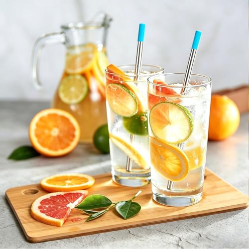 Collapsible Reusable Metal Straws (Black-Blue-Rose Gold-Turquoise-Red-Silver)