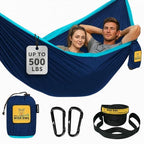 Hammock for Camping Double Hammocks Gear for The Outdoors Backpacking Survival or Travel (Navy & Light Blue / Double)