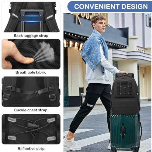 50L Laptop Lunch Backpack for Men with Lunch Compartment and USB Port (Black / 50L)