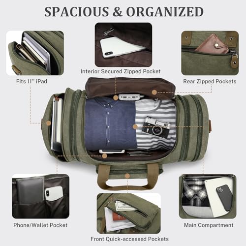 Canvas Duffle Bag (Army Green / X-Large-60L (With Toiletry Bag))