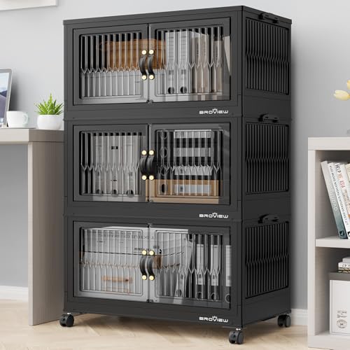 180Qt Stackable Storage Bins with Lid (Black / 60QT-3Pack)
