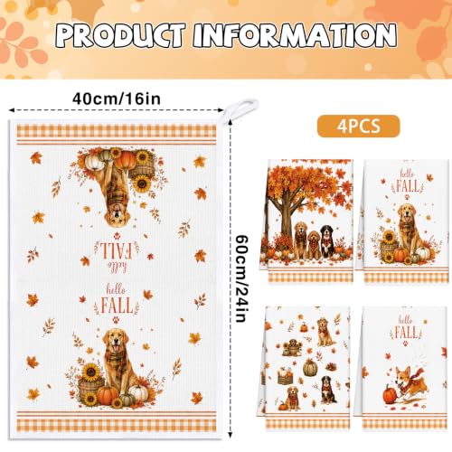 Fall Dog Kitchen Towels 4 PCS