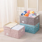 Jumbo Collapsible Storage Cubes with Lids Fabric Decorative Storage Bins Boxes Organizer Baskets with Cover Handles for Bedroom Closet Living Room 23.2x15.7x11.8 Inch 3 Pack (Assorted Color / XX Large(3-Pack))