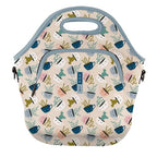LunchTote Zippered Bag Insulated Neoprene Caddy (Botanical Teacups / X-Large 6.5 Quart Lunch Tote)