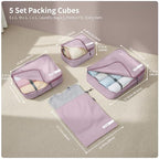 Travel Packing Cubes for Women 5 Set Mauve Pink (Mauve Pink / 5PCS)