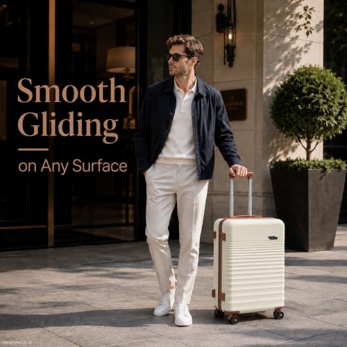 Carry On Luggage 22x14x9 Airline Approved Suitcase with Wheels (White / 3 Piece Sets (20/BP/TB))
