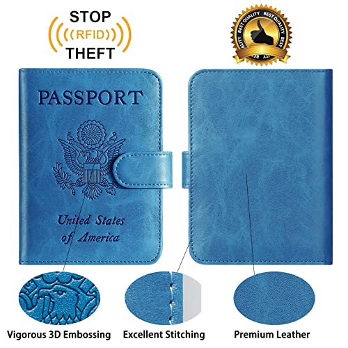 Passport Holder Cover Wallet RFID Blocking (Blue / Passport Covers)