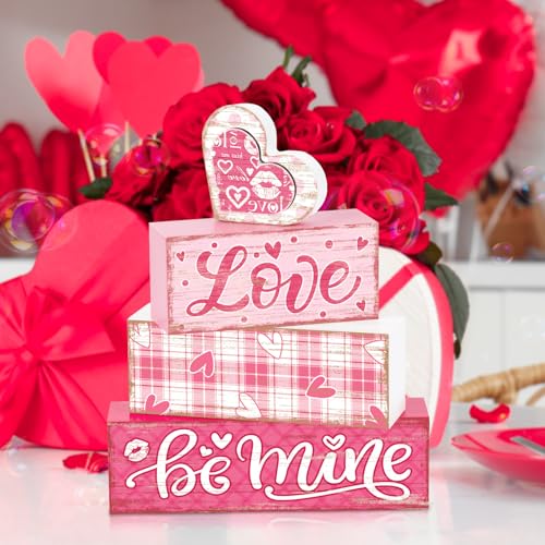 Tiered Tray Decor Set (Pink Love Plaid)