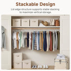 Fabric Storage Bins with Lids (Cream White / Jumbo)