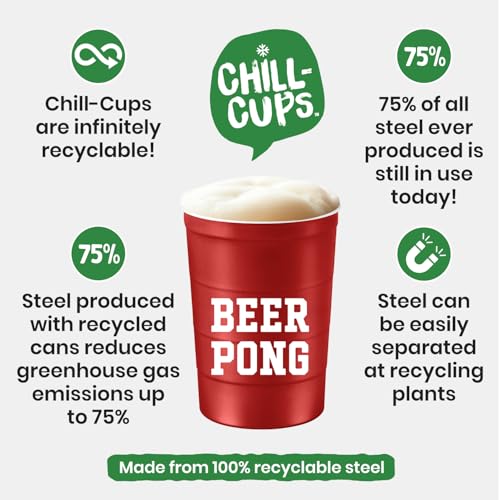 16 oz. Durable & Reusable Party Cups (Beer Pong Red / 12 Count)