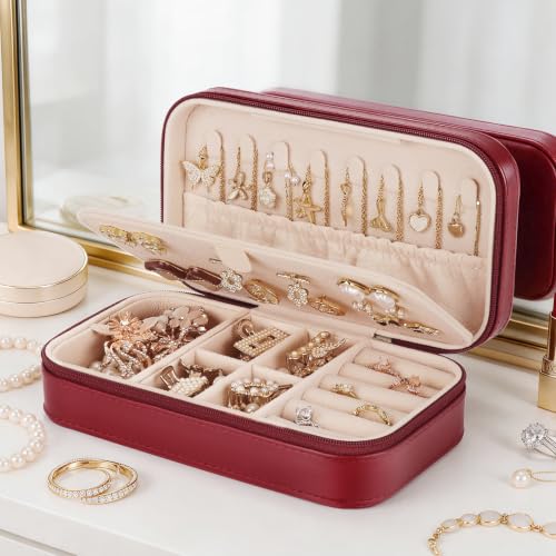 Travel Jewelry Box (Wine Red)