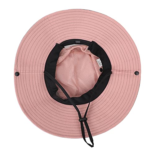Womens Summer Sun Hat Beach Hat Wide Brim Outdoor UV Protection Hat Foldable Cool Mesh Ponytail Bucket Hat (6-7 / Grey+pink)