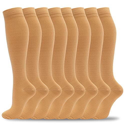 8 Pairs Compression Socks for Men & Women 20 (Large-X-Large / 07-8 Pairs-nude-new)