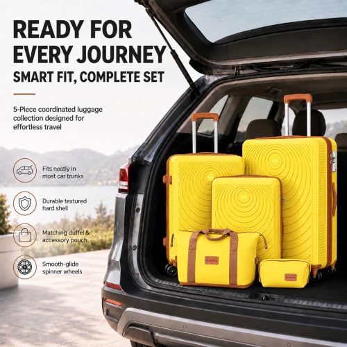 Luggage Sets 5 Piece (Light Yellow / 5 Piece Sets (21/25/29/Db/Tb))