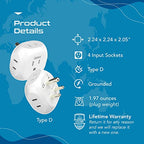 India Pakistan Travel Adapter (2 Pack / Type D - India / Pakistan)