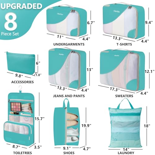 Packing Cubes for Travel (16 Turquoise)