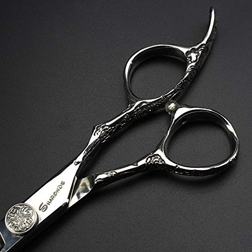 6/7/8-Inch Professional Hair Scissors Haircut Rose Pattern Hair Scissors Styling Tools Japanese Stainless Steel Scissor Set (6-in thinning scissors) (6-inch Thinning Scissors)