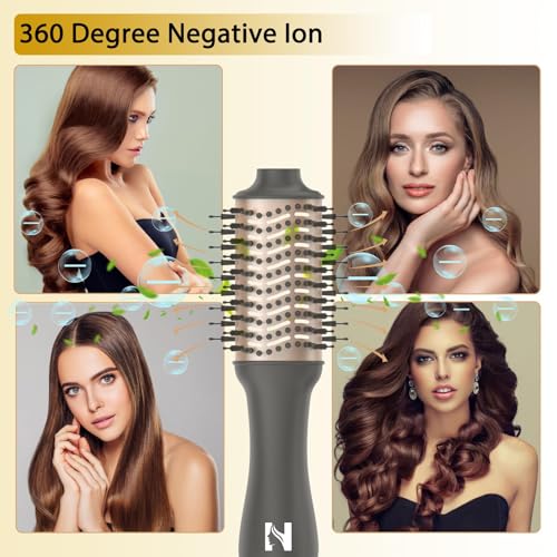 Blow Dryer Brush for Women One Step Blowout Brush with Display Screen Oval Ceramic Barrel Negative Ion Technology