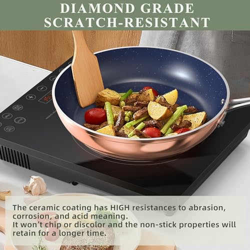 Healthy Duralon Blue Ceramic Nonstick Cookware Set (Metallic Rustic Copper / 12pc Set)