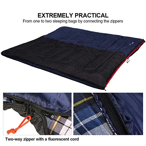 Cotton Flannel Sleeping Bag for Camping (Blue with 4lbs filling)
