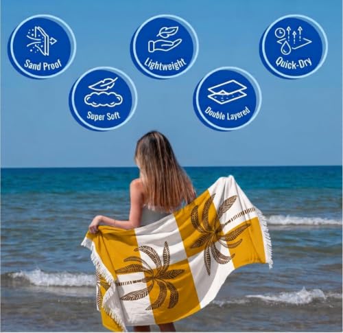 Turkish Beach Towel (Mustard & Ivory)