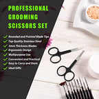Facial Hair Small Grooming Scissors For Men Women (2PCS - Without Cover / Black)