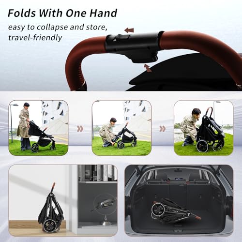 Baby Stroller with UPF 50+ Canopy (Black)