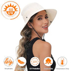 Sun Hats for Women Bucket Hat UV Protection Fishing Hat Wide Brim Safari Hats 2 in 1 Zip (1pack-beige)