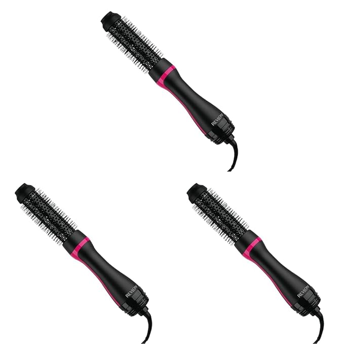 REVLON -Step Root Booster Hot Air Brush Styler and Dryer,Revive Styles and Add Volume to Hair with This Dryer Brush,1 ½ inch Barrel (Black),(Pack of 3)