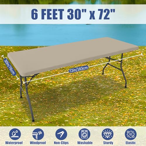 2 Pack Rectangle Spandex Fitted Table Cloth (Taupe / 72" x 30" (Rectangular))