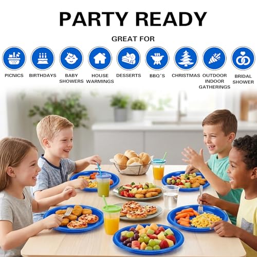 100 Pcs 10 Inch Blue Plates (Blue / 100 Pcs)