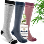 Bamboo Viscose Compression Socks for Women & Men (3 Pairs-(blue/Gray/Pink) / Large-X-Large)